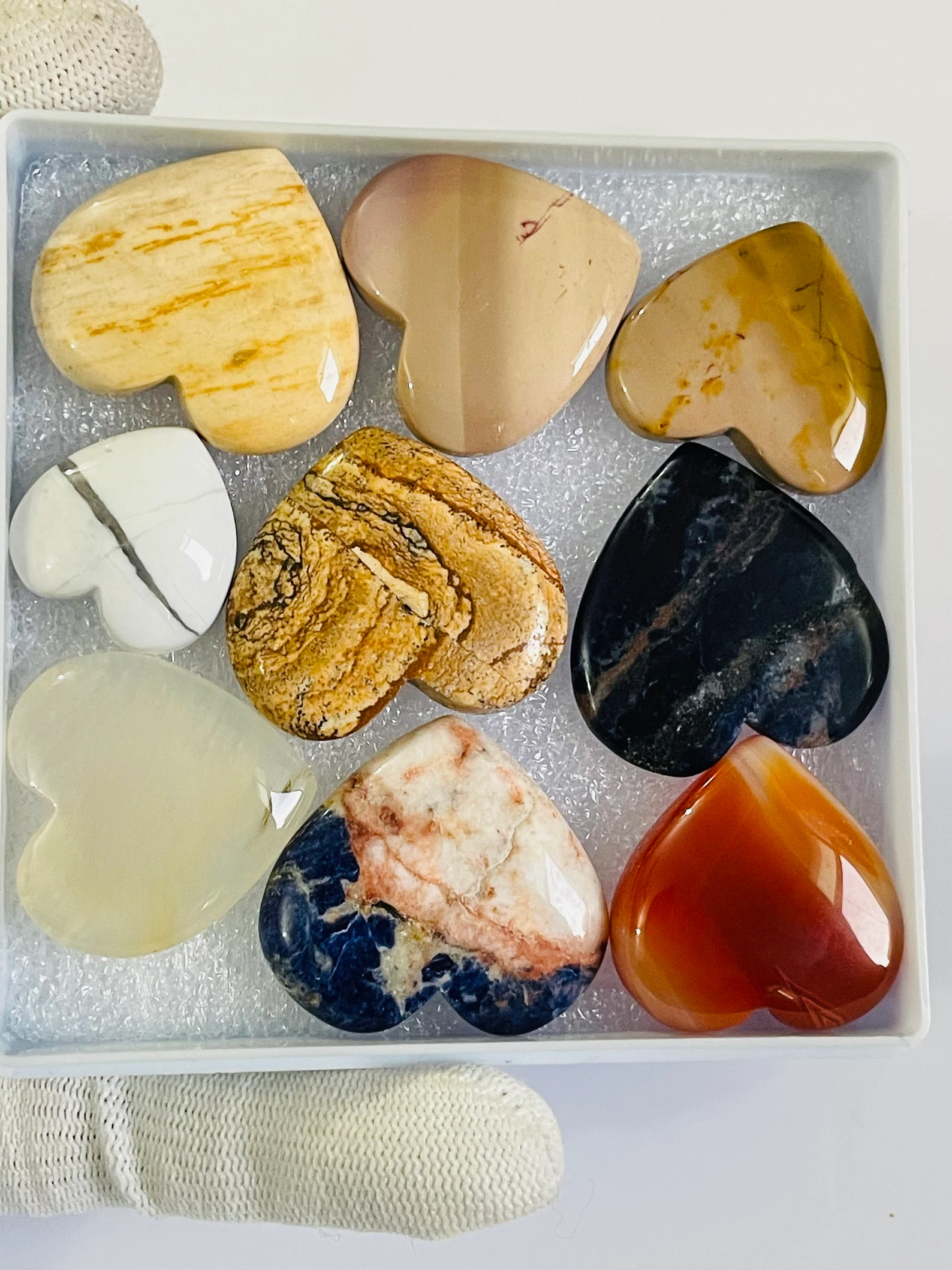 Mix Gemstone Heart Cabochons: Natural Stone Jewelry Making Lot
